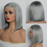 Emma Grey Color Short Bob 13x4 Frontal Wig Pre Plucked 100% Human Hair
