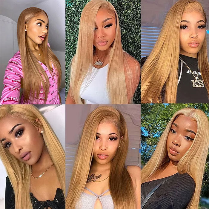 Emma Honey Blonde Color #27 Lace Frontal Wig Human Hair Flash Sale
