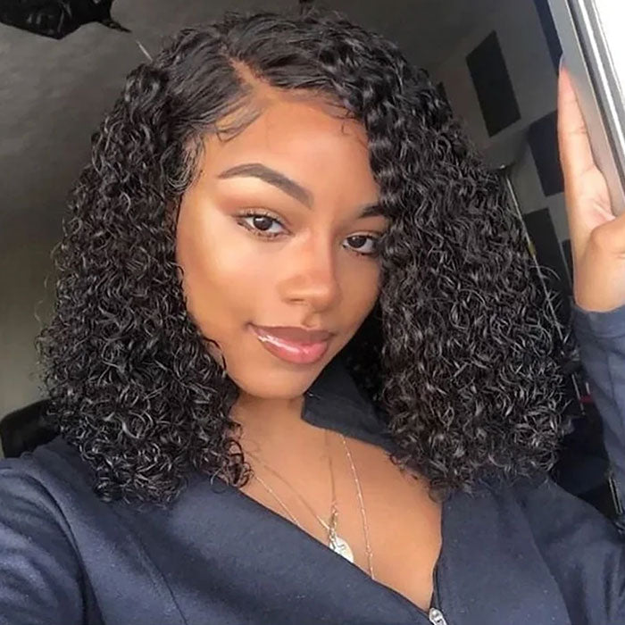 Emma Jerry Curly 13x4 Lace Frontal Wig Pre Plucked Curly Virgin Human Hair