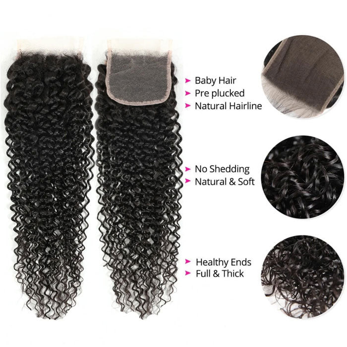 Emma Jerry Curly 4x4 Lace Closure Pre Plucked Virgin Human Hair