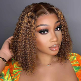 Emma Jerry Curly Piano Highlight Color 13x4 Full Frontal Wig Human Hair