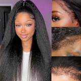 Emma Kinky Straight 13x4 Full Frontal Wig Pre Plucked 100% Human Hair