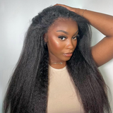 Emma Kinky Straight 13x4 Full Frontal Wig Pre Plucked 100% Human Hair