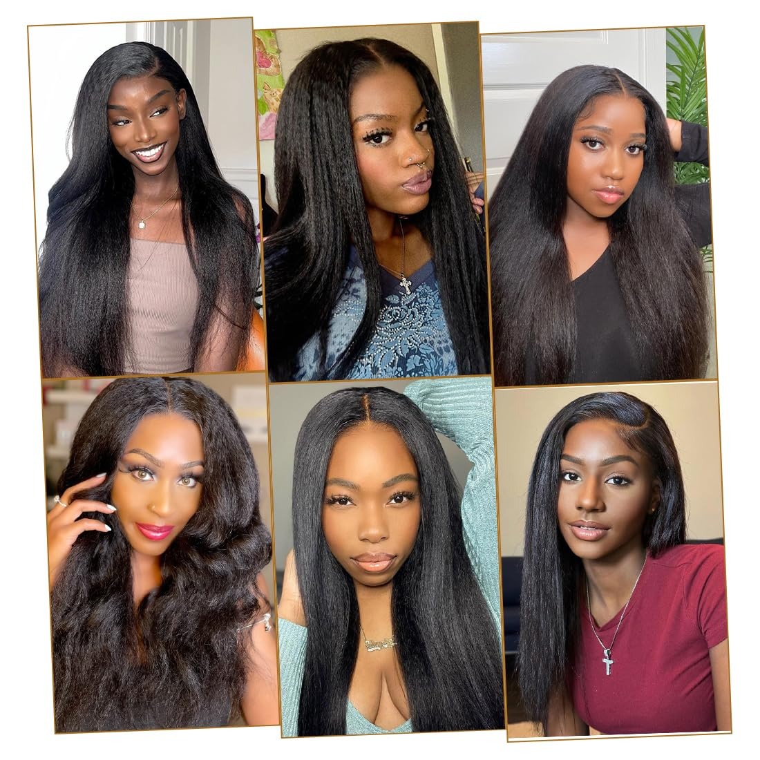 Emma Kinky Straight 13x4 Full Frontal Wig Pre Plucked 100% Human Hair