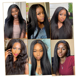 Emma Kinky Straight 13x4 Full Frontal Wig Pre Plucked 100% Human Hair