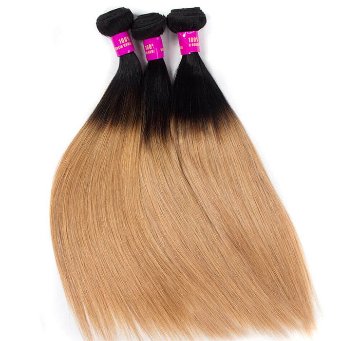 Emma Ombre Color T1B 27 Straight Human Hair Weave Bundles 1 3 4 Pcs a Lot