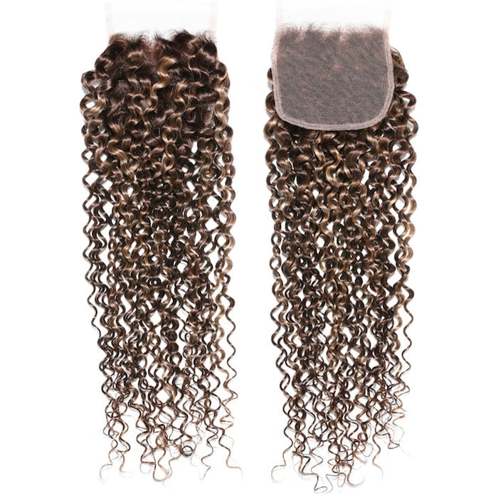 Emma Ombre Highlight 4x4 Lace Closure Jerry Curly Human Hair