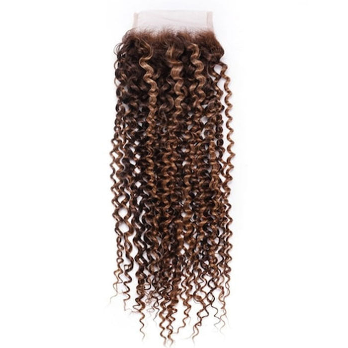 Emma Ombre Highlight 4x4 Lace Closure Jerry Curly Human Hair