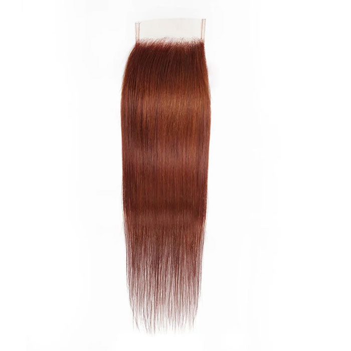 Emma Reddish Brown Color 4x4 Lace Closure Wig Straight Human Hair Flash Sale