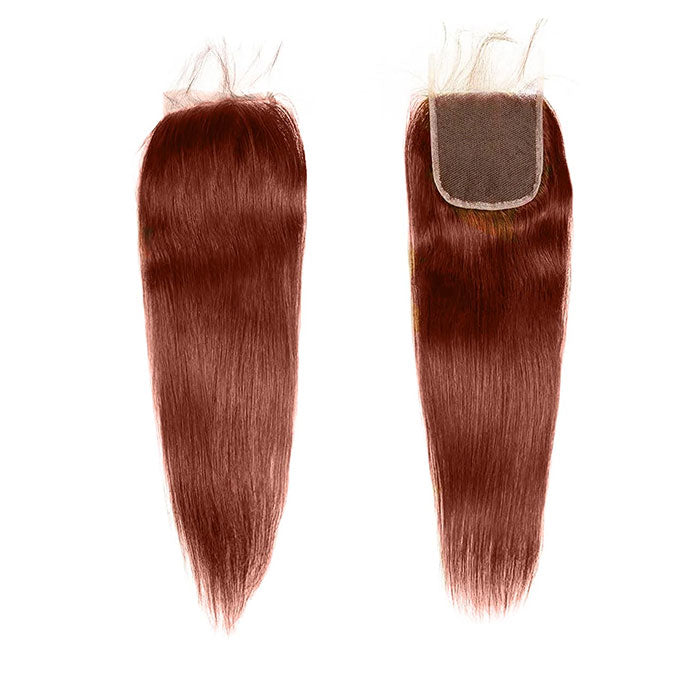 Emma Reddish Brown Color 4x4 Lace Closure Wig Straight Human Hair Flash Sale