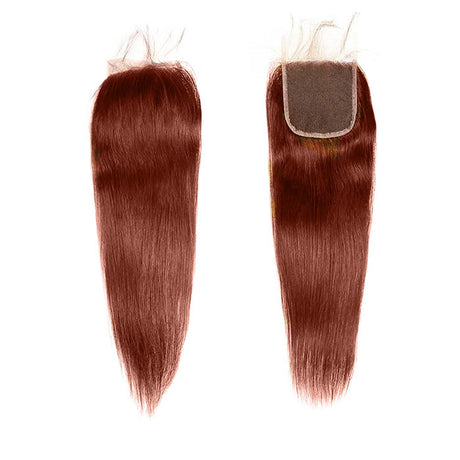 Emma Reddish Brown Color 4x4 Lace Closure Wig Straight Human Hair Flash Sale