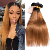 Emma Silky Straight Ombre Human Hair Weave 1 3 4 Bundles Deals Color T1B 30 Hair