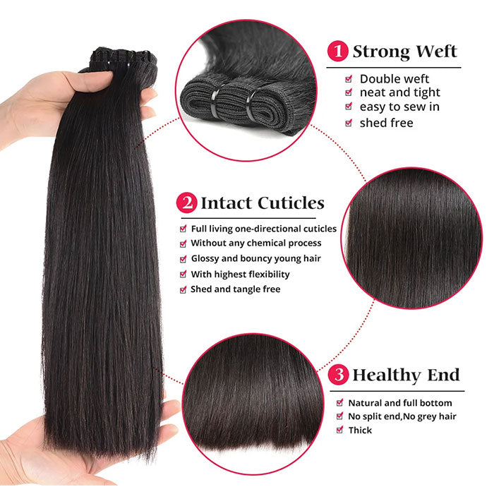 Emma Super Double Drawn Bone Straight Raw Virgin Human Hair Bundles