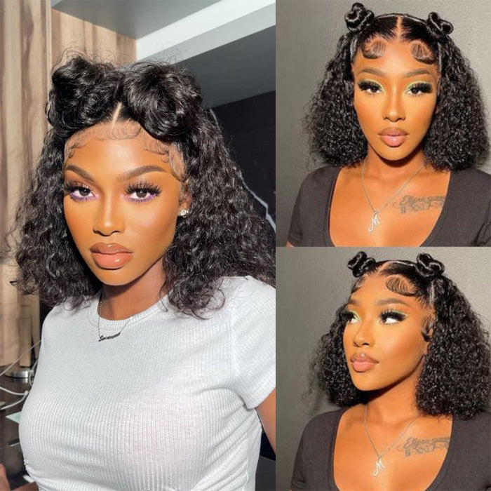 Emma Water Wave Short Bob 13x4 Lace Frontal Wig Wet and Wavy Human Hair