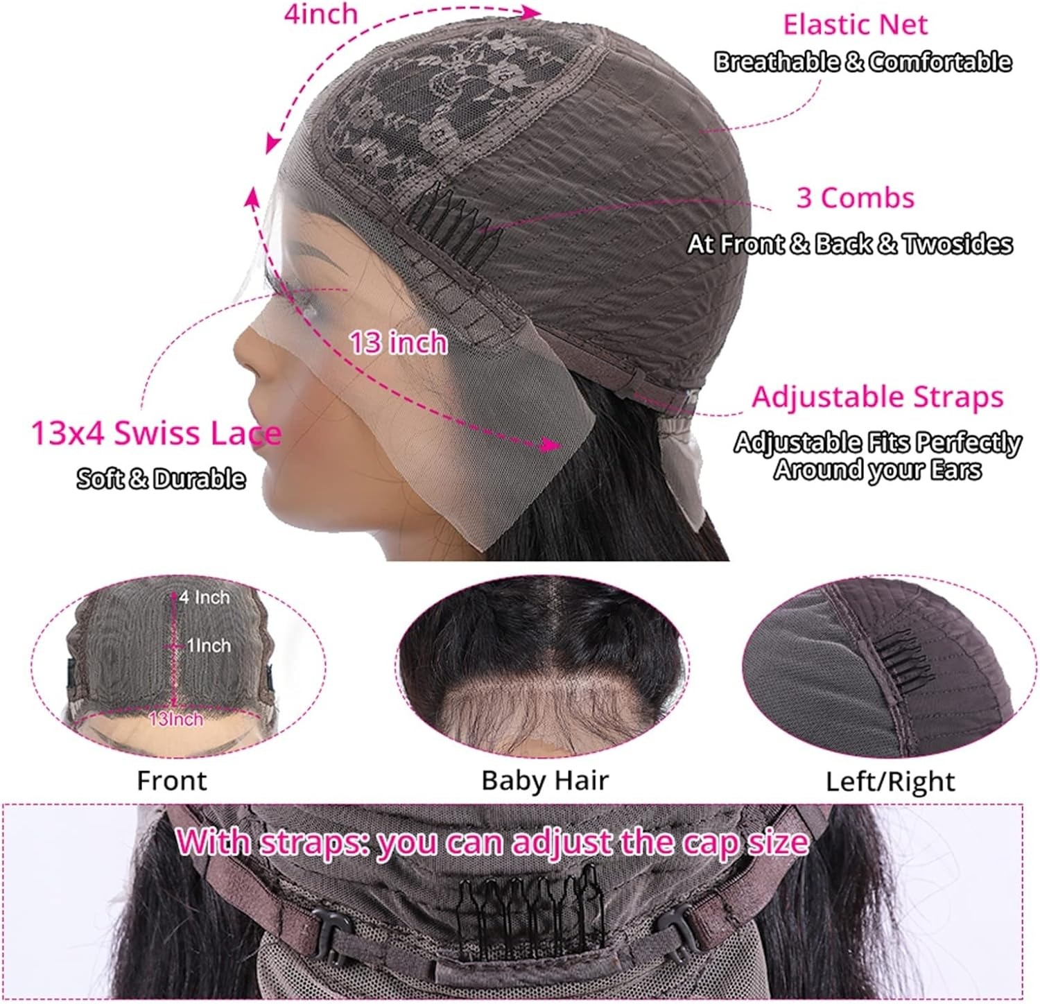 Emma 13x1 Lace Part Front Wig Silky Straight Virgin Human Hair