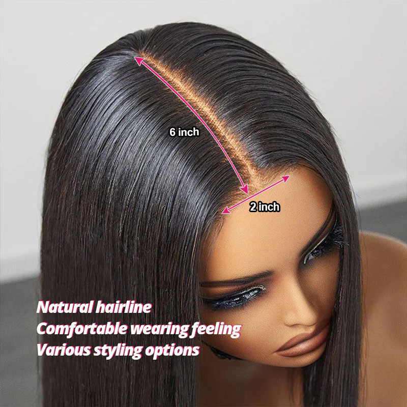 Emma Glueless 2x6 Lace Closure Wig Silky Straight 100% Human Hair