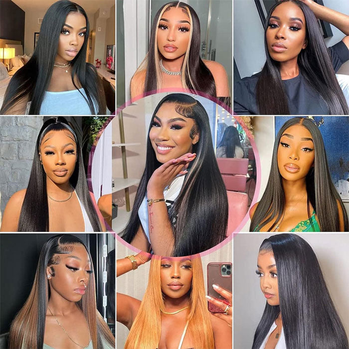 Emma 3 Bundles with 13x4 Lace Frontal Silky Straight Virgin Human Hair
