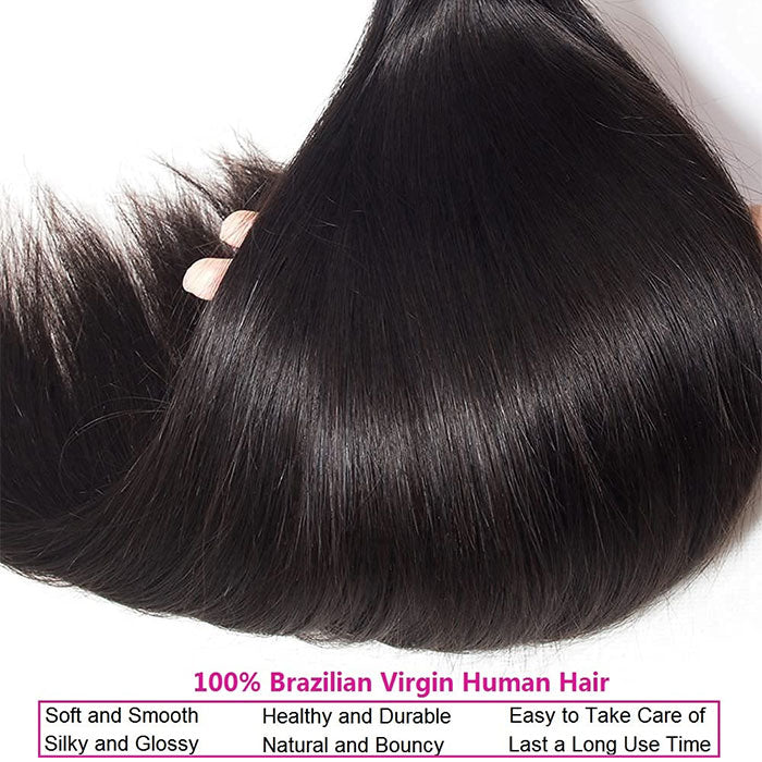 Emma 3 Bundles with 13x4 Lace Frontal Silky Straight Virgin Human Hair