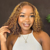 Emma Water Wave Short Bob 13x4 Frontal Wig Piano Color Human Hair