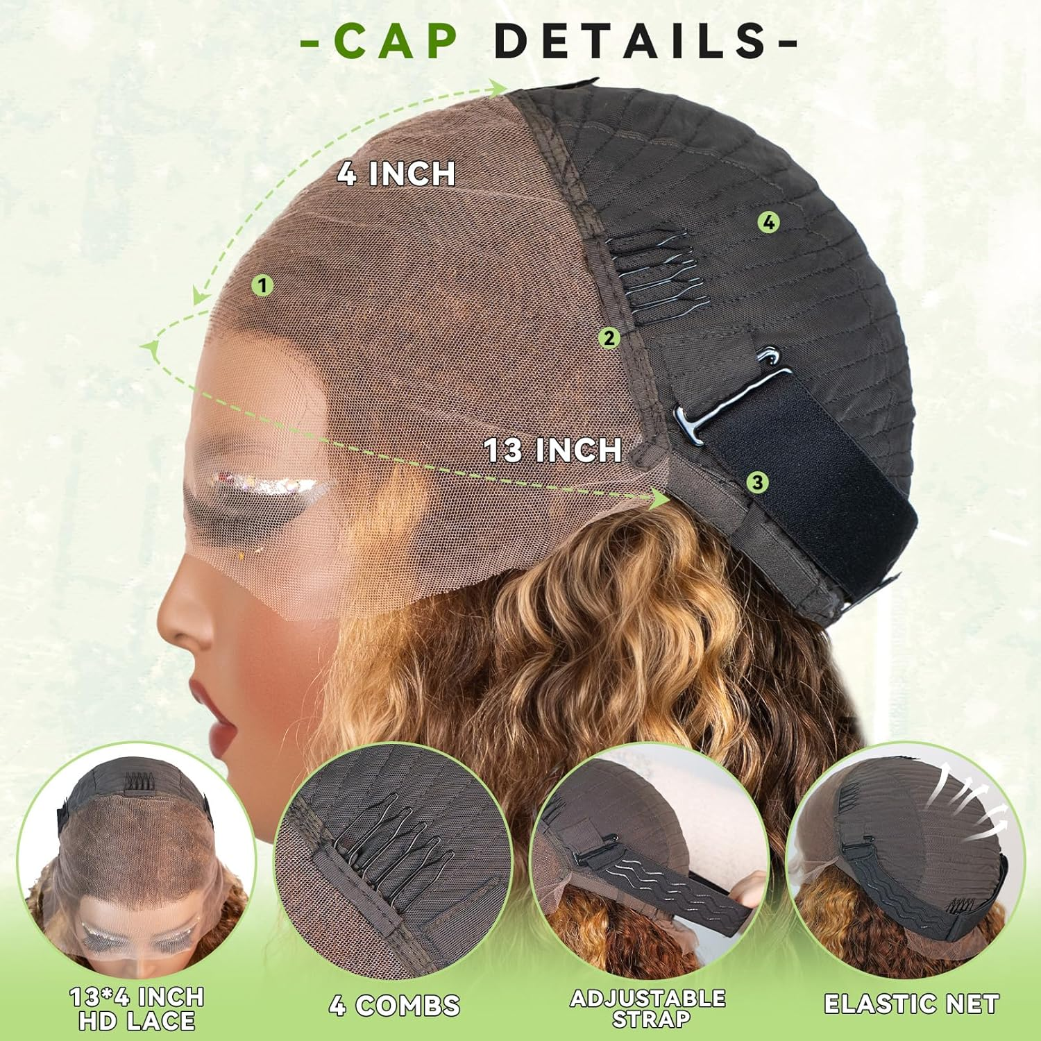 Emma Water Wave Short Bob 13x4 Frontal Wig Piano Color Human Hair