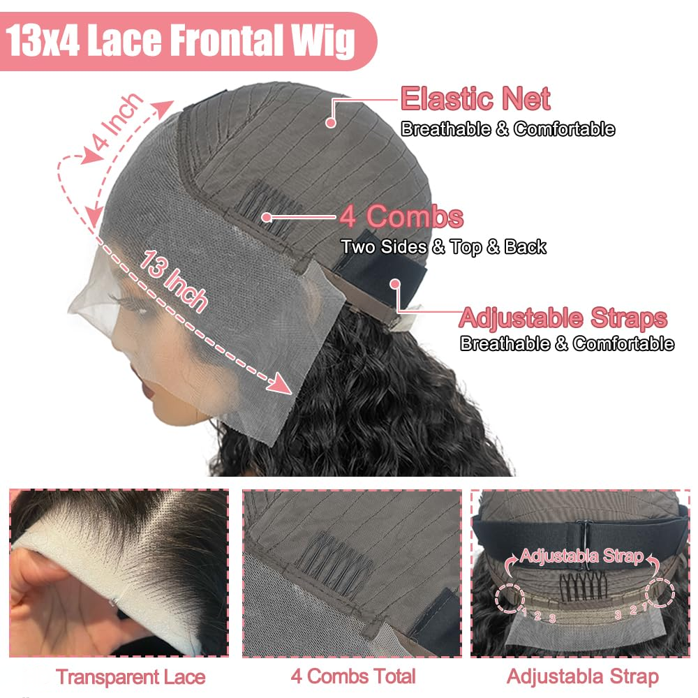 Emma Wet and Wavy 13x4 Lace Frontal Wig Water Wave Glueless 5x5 Wig Virgin Human Hair
