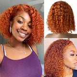 Orange Ginger Color Short Bob 13x4 Frontal Bob Wig Pre Plucked 100% Human Hair