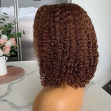 EMMA 220% Density Double Drawn Water Wave With 13x4 Frontal Lace Bob Wig Virgin Human Hair Dark Chocolate Brown Color