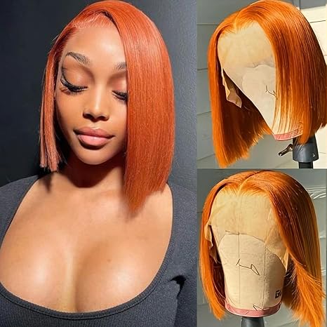 Emma Glueless Ginger Bob Wig Human Hair 13x4 Frontal Lace Wig