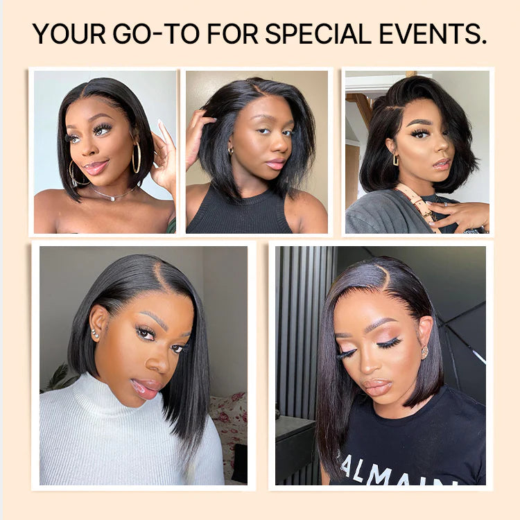 Hot Combo | Emma Glueless 13x4 Full Frontal Water Wave Short Bob Piano Color + 13x4 Full Frontal Bob Wig Human Hair