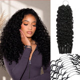 Emma Burmese Curly Crochet Human Hair 16 Inch 60g Knotless Pre-Separated Feather Crochet Human Hair Bundles  Invisible Miracle Knots Reusable Human Crochet Hair  Natural Black Color