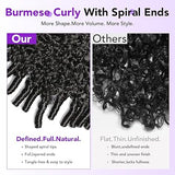 Burmese Curly Wig Human Hair 13x4 Lace Front Wigs Human Hair 220 Density  Pre Plucked Virgin Remy Hair with Spiral End Natural