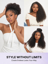 Emma Burmese Curly Crochet Human Hair 16 Inch 60g Knotless Pre-Separated Feather Crochet Human Hair Bundles  Invisible Miracle Knots Reusable Human Crochet Hair  Natural Black Color