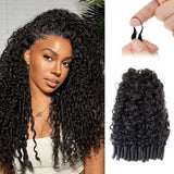 Emma Burmese Curly Crochet Human Hair 16 Inch 60g Knotless Pre-Separated Feather Crochet Human Hair Bundles  Invisible Miracle Knots Reusable Human Crochet Hair  Natural Black Color