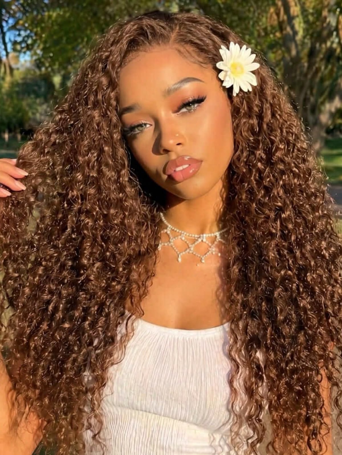Emma 220% Density Double Drawn 13x4 Lace Full Frontal Jerry Curly Wig Pre Plucked Human Hair Brown  Color
