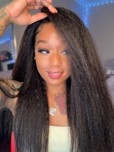 Emma Kinky Straight 13x4 Full Frontal Glueless Wig Pre Plucked 100% Human Hair