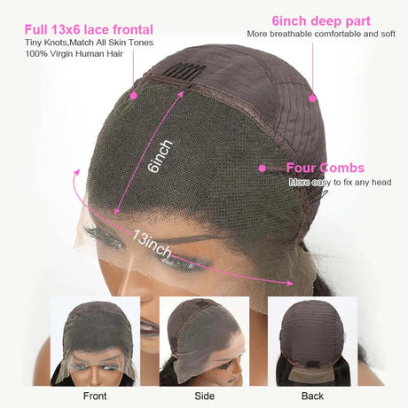 13x6 Lace Frontal Wig Pre Plucked Silky Straight Human Hair