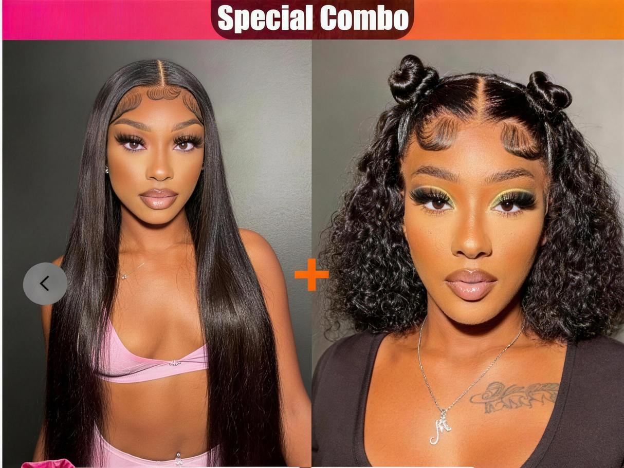 Hot Combo | 13x4 Full frontal Straight Weave + 13x4 Full frontal Water Wave Bob