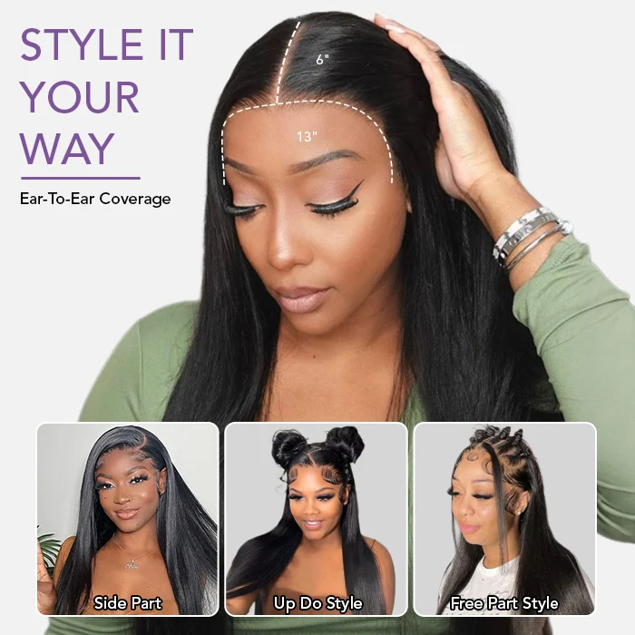 Emma 13x6 Lace Frontal Glueless Wig Pre Plucked Silky Straight Human Hair