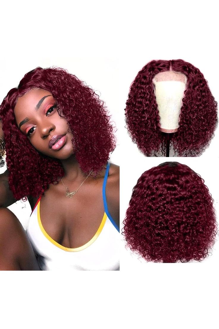 Emma Glueless 13x4 Water Bob Wig 99J Color Human Hair Wig