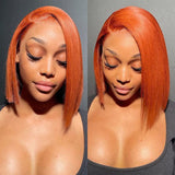 Emma Glueless Orange Ginger Color Bob Wig Human Hair 13x4 Frontal Lace Wig