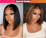 Hot Combo | Emma Glueless 13x4 Full frontal Jerry Curly Piano Highlight  + 4x4 Lace Closure Bob Wig Human Hair