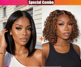 Hot Combo | Emma Glueless 13x4 Full Frontal Bob Wig+  Brown Water Wave Human Hair