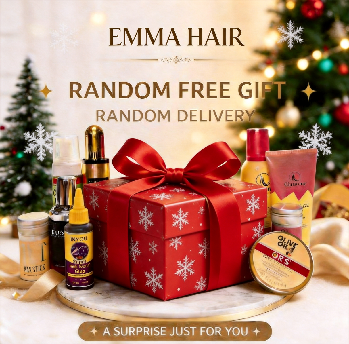 Free Random Gift with Hair Order (1-2 items will be randomly selected and included in your package. Items may vary based on stock, Not Sold Separately)