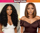 Hot Combo | 13x4 Full frontal Glueless Water Wave + 5x5 Full frontal Glueless Brown Bob