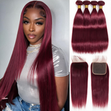 Emma 4 Bundles with Closure Human Hair Straight Bundles Human Hair