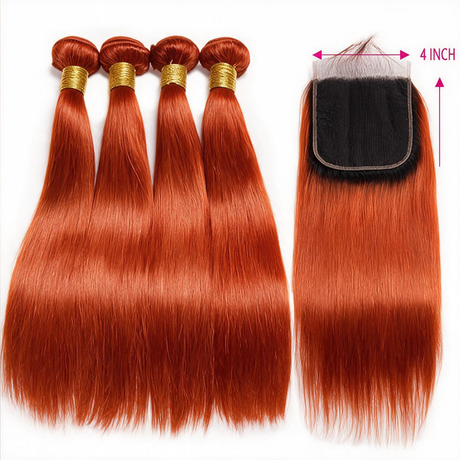 Emma 4 Bundles with Closure Human Hair Straight Bundles Human Hair