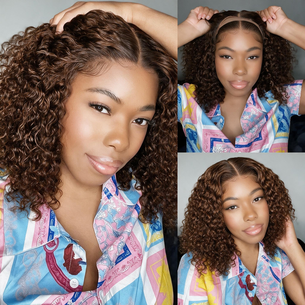 Emma Glueless 4x4 Jerry Curly Bob Wig 100% Human Hair