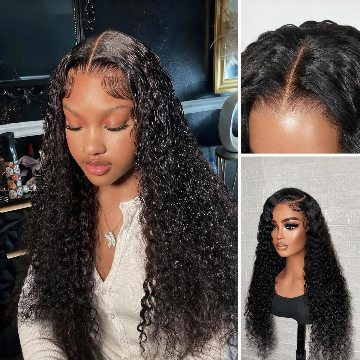 🔥 HOT SELLER | SOLD OUT — RESTOCKING IN 15 DAYS 🔥     Emma 13x6 Glueless Wig Water Wave With Drawstring Natural Black 100% Human Hair Wig
