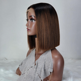 Emma Glueless SDD Bone Straight Vietnam 5x5 Lace Closure Bob wig  Ombre Brown T1B/4 Color