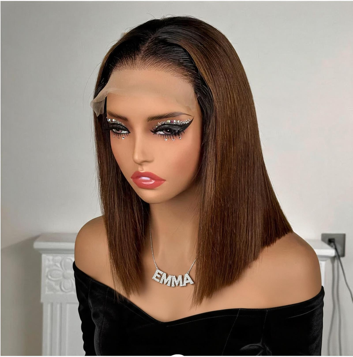 Emma Glueless SDD Bone Straight Vietnam 5x5 Lace Closure Bob wig  Ombre Brown T1B/4 Color